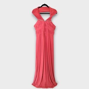 BCBGeneration Coral Pink Gown Maxi Dress Rhinestone Formal Party Evening Wedding
